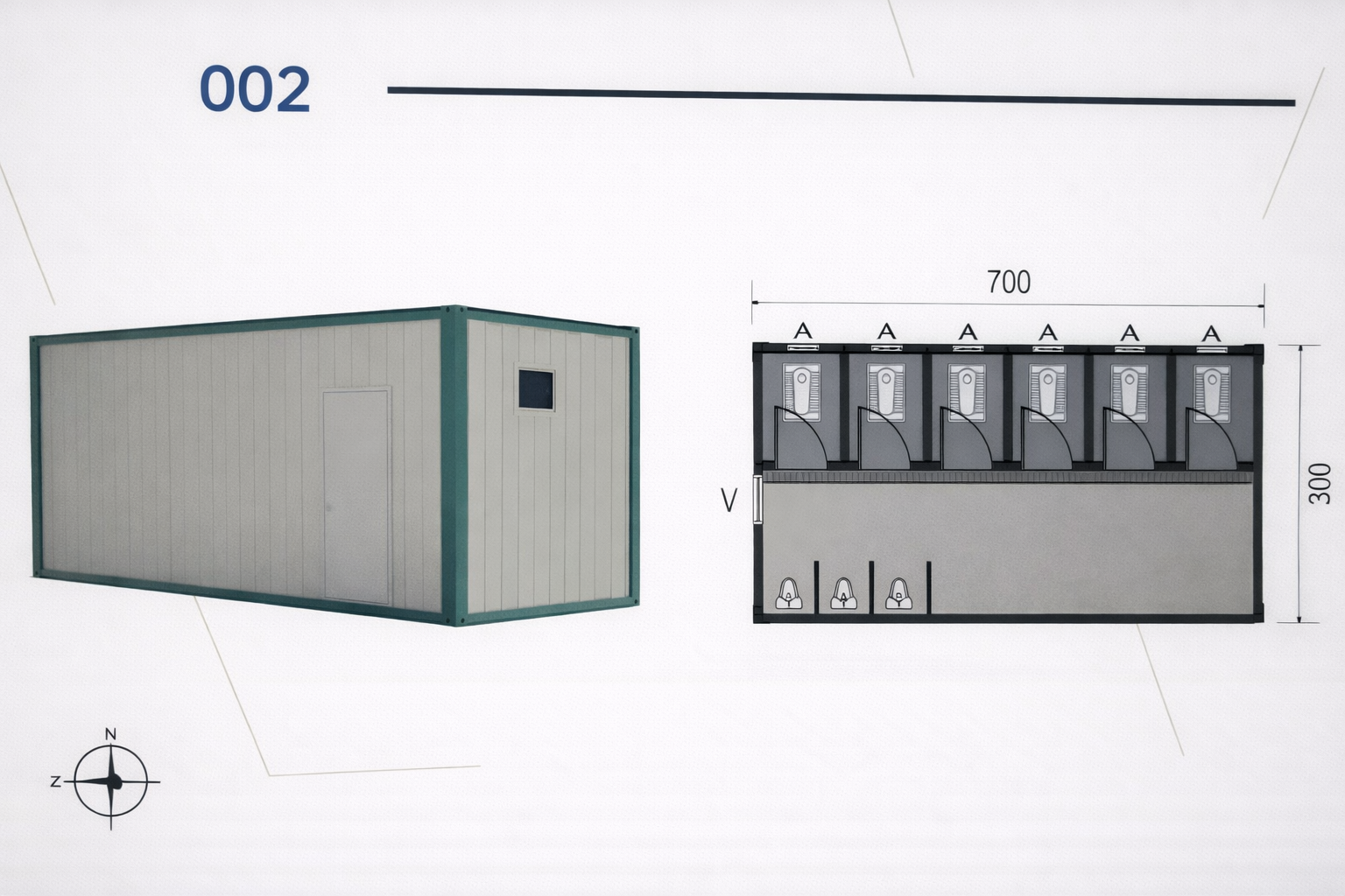 Multi-Stall Sanitation Block 002
