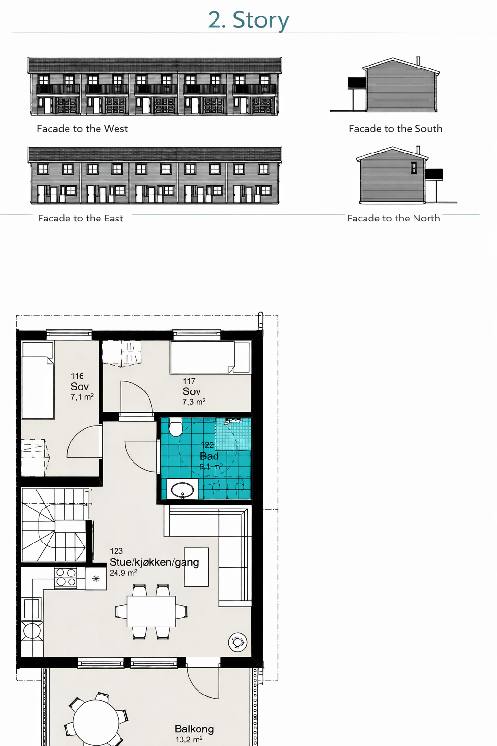 Housing 1 — Floor Plans & Facades